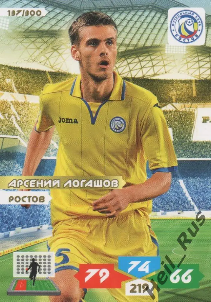 Футбол. Карточка Арсений Логашов (Ростов, Балтика, Локомотив, Химки) Panini РФПЛ