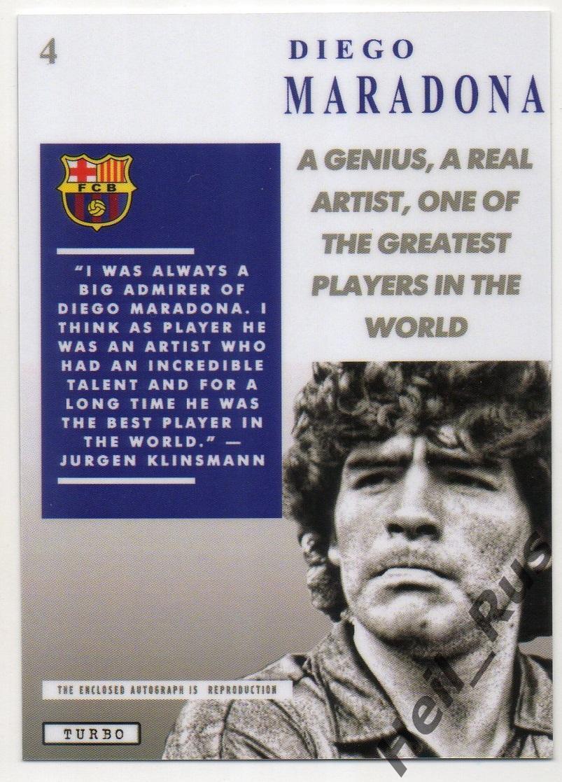 Футбол. Карточка с напечатанным автографом Диего Марадона (Барселона, Аргентина) 1