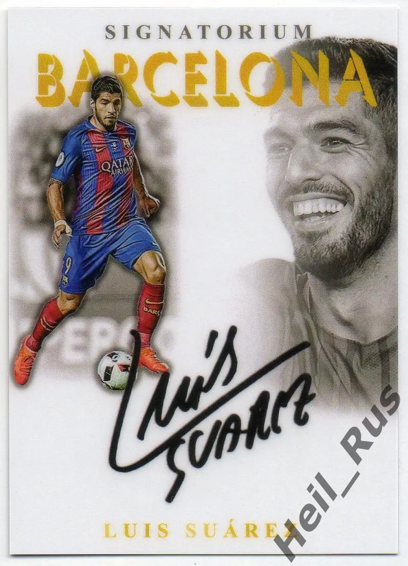 Футбол. Карточка с напечатанным автографом Luis Suarez/Луис Суарес (Барселона)
