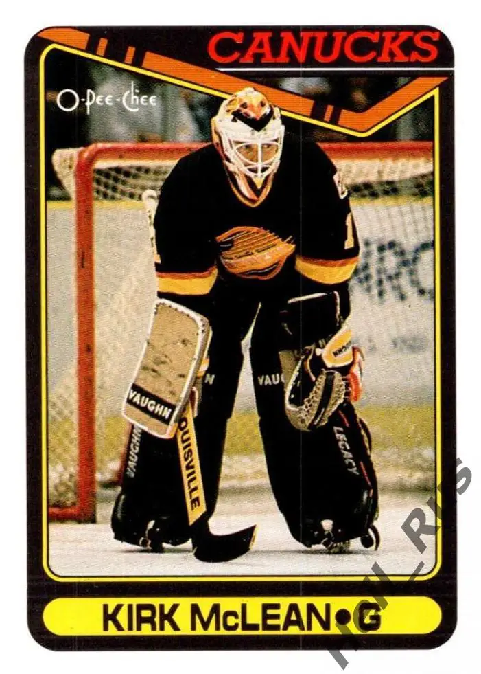 Хоккей; Карточка Kirk McLean/Кирк Маклин (Vancouver Canucks/Ванкувер) НХЛ/NHL