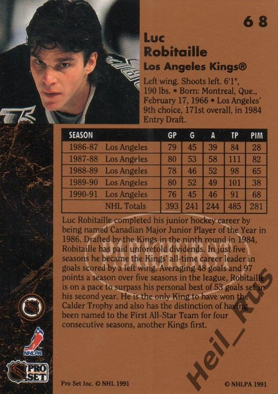 Хоккей Карточка Luc Robitaille/Люк Робитайл (Los Angeles Kings / Кингз), НХЛ/NHL 1