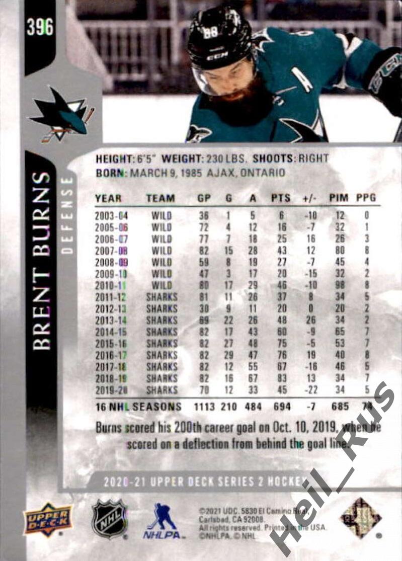 Хоккей Карточка Brent Burns/Брент Бернс (San Jose Sharks/Сан-Хосе Шаркс) NHL/НХЛ 1