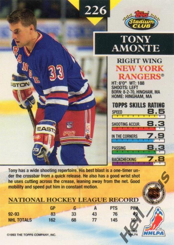 Хоккей. Карточка Tony Amonte/Тони Амонте (New York Rangers / Рейнджерс) НХЛ/NHL 1