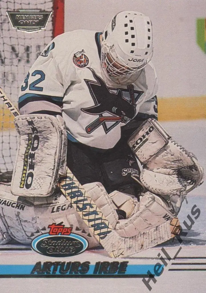 Хоккей. Карточка Arturs Irbe/Артурс Ирбе (San Jose Sharks, Динамо Рига) НХЛ/NHL