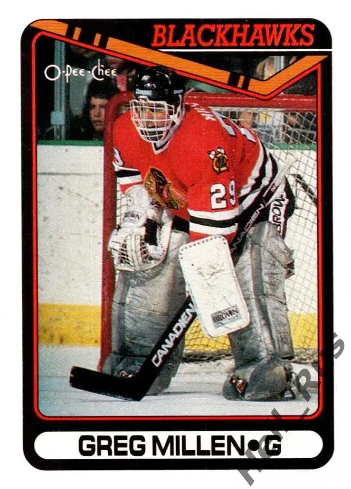 Хоккей. Карточка Greg Millen / Грег Миллен (Chicago Blackhawks / Чикаго) НХЛ/NHL