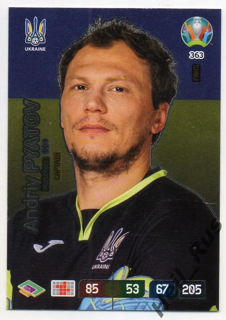 Футбол. Карточка Андрей Пятов (Украина, Шахтер Донецк) Euro/Евро 2020 Panini