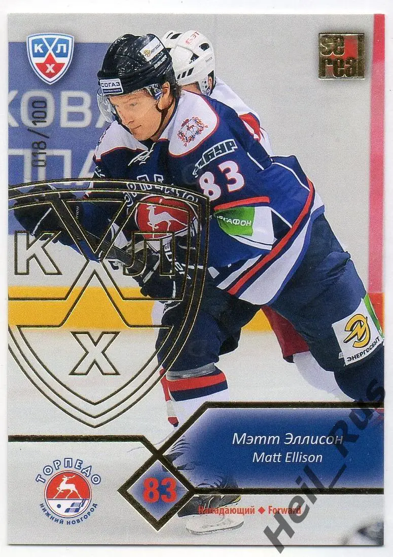 Хоккей; Карточка Мэтт Эллисон (Торпедо Нижний Новгород) КХЛ сезон 2012/13 SeReal