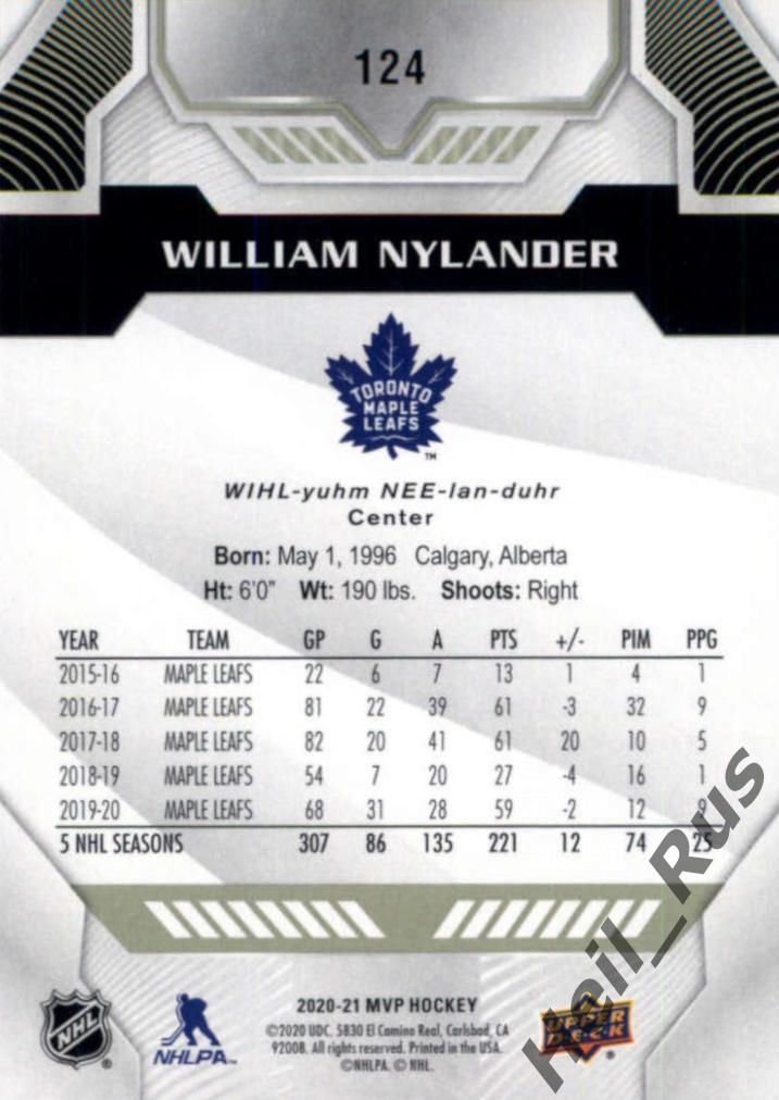 Карточка William Nylander/Вильям Нюландер (Toronto Maple Leafs/Торонто) НХЛ/NHL 1