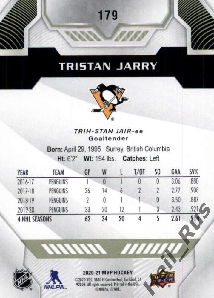 Карточка Tristan Jarry/Тристан Джарри (Pittsburgh Penguins/Питтсбург) НХЛ/NHL 1