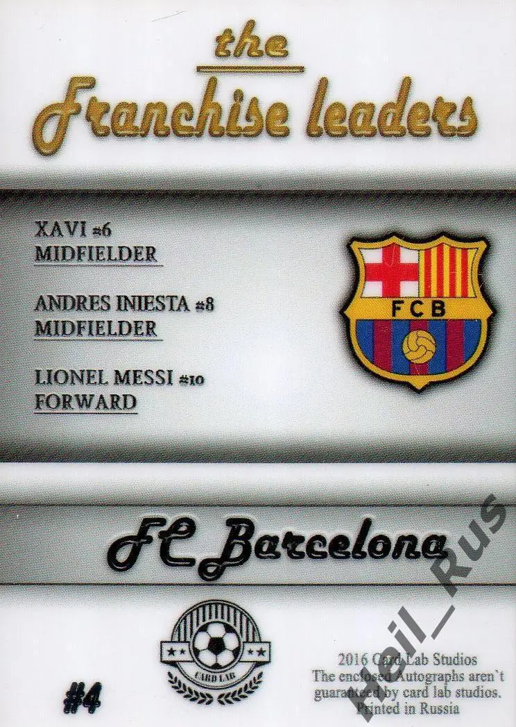 Футбол. Карточка Barcelona/Барселона (Хави Эрнандес/Андрес Иньеста/Лионель Месси 1