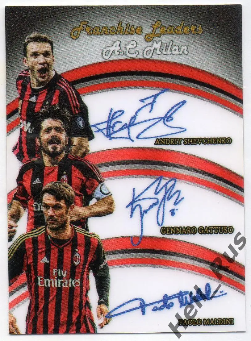 Футбол. Карточка AC Milan/Милан (Андрей Шевченко/Дженнаро Гаттузо/Паоло Мальдини