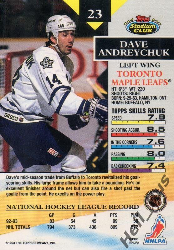 Хоккей. Карточка Dave Andreychuk / Дэйв Андрейчук (Toronto Maple Leafs) НХЛ/NHL 1