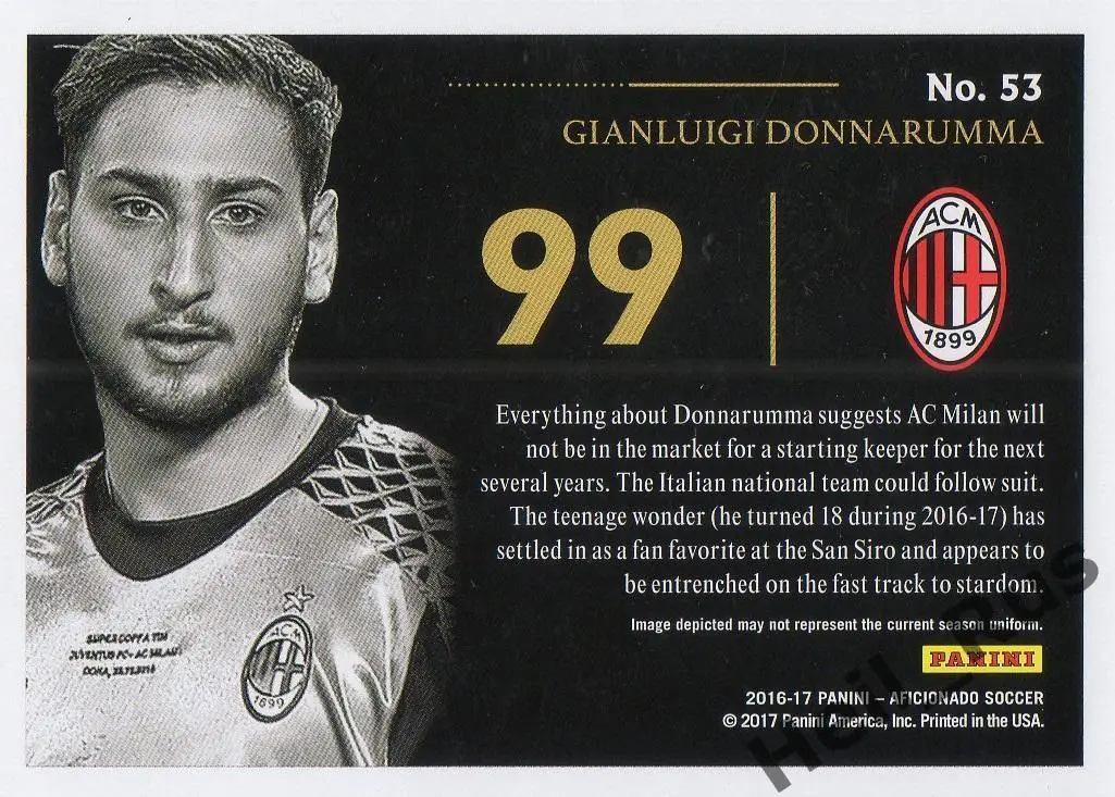 Футбол. Карточка Gianluigi Donnarumma/Джанлуиджи Доннарумма (Милан, ПСЖ) Panini 1
