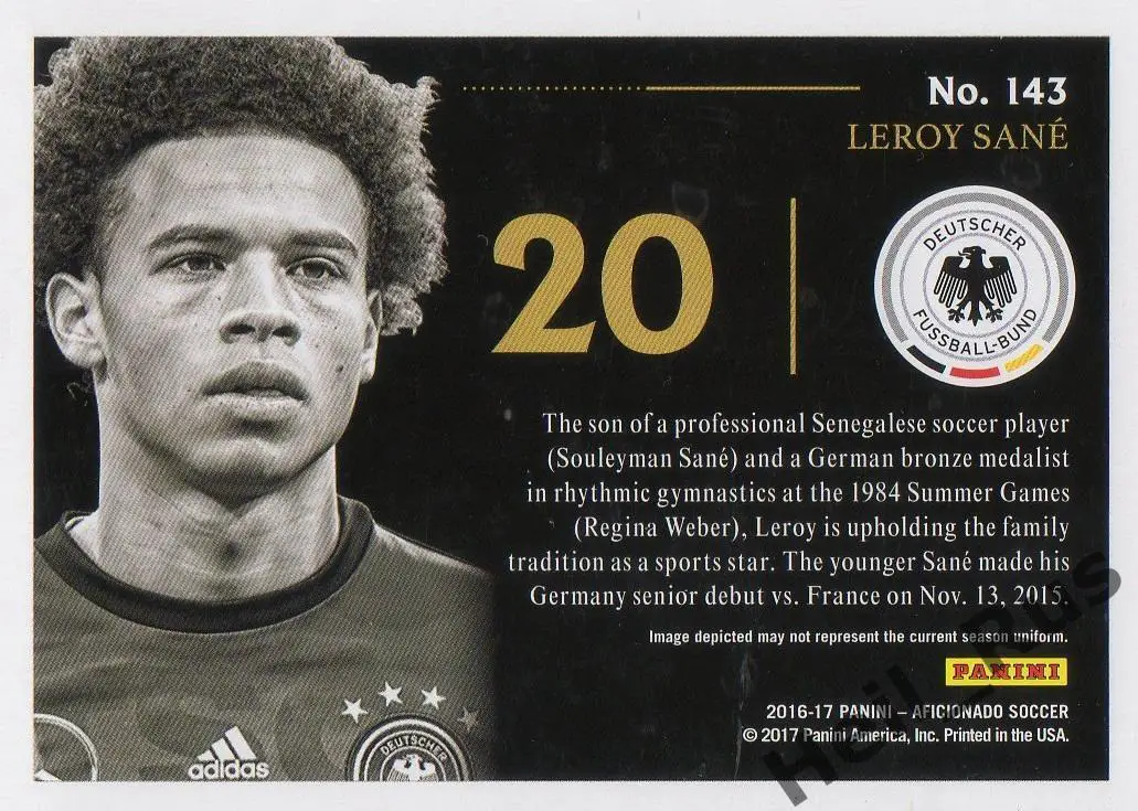 Футбол Карточка Лерой Сане (Германия, Манчестер Сити, Бавария, Шальке 04) Panini 1