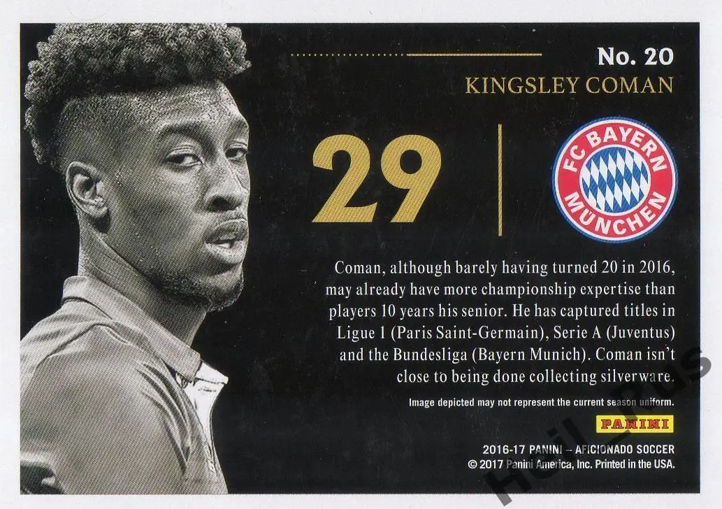Футбол Карточка Kingsley Coman/Кингсли Коман Бавария Мюнхен, Ювентус, ПСЖ Panini 1