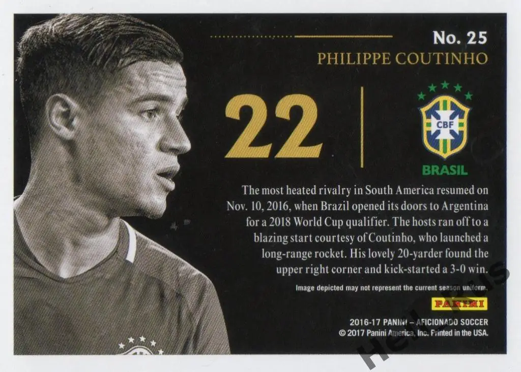 Футбол Карточка Филипе Коутиньо (Бразилия, Ливерпуль, Барселона, Бавария, Интер) 1