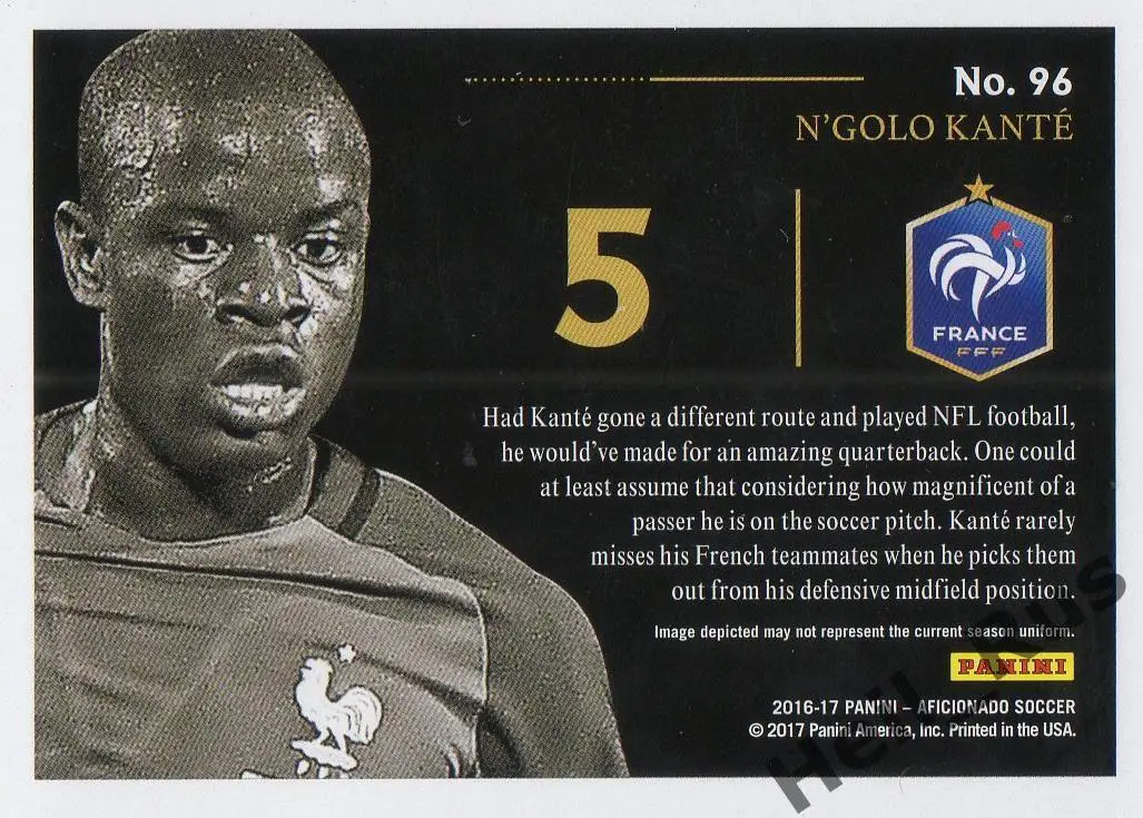 Футбол. Карточка N'Golo Kante / Н’Голо Канте (Франция, Челси) Panini 2016-17 1