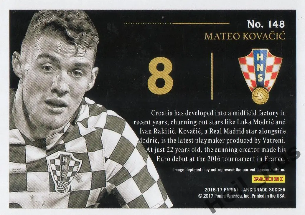 Футбол Карточка Матео Ковачич (Хорватия, Челси/Реал Мадрид/Интер) Panini 2016-17 1