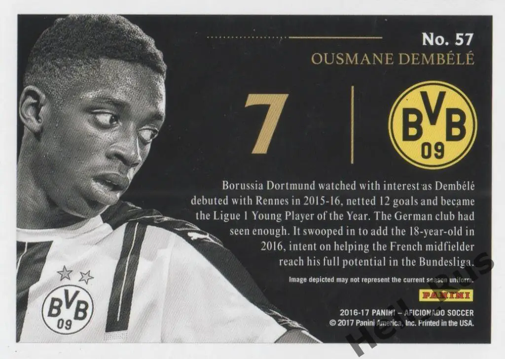 Футбол. Карточка O. Dembele/Усман Дембеле (Боруссия Дортмунд, Барселона) Panini 1