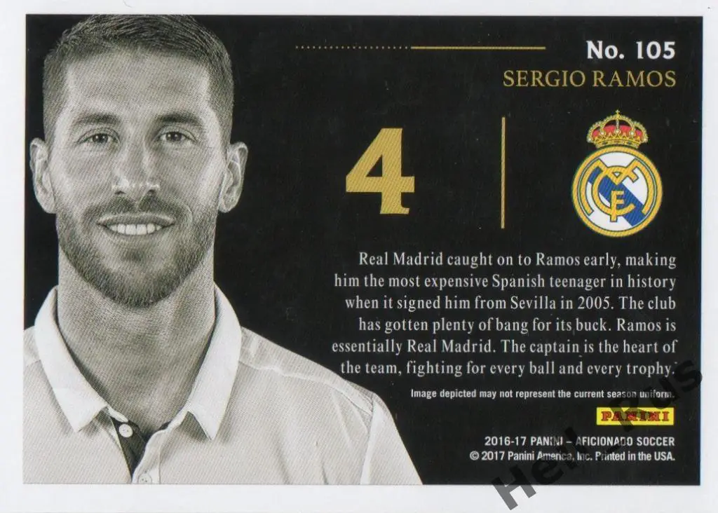 Футбол. Карточка Sergio Ramos/Серхио Рамос (Real/Реал Мадрид) Panini/Панини 2017 1