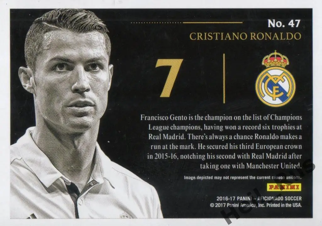 Футбол Карточка Криштиану Роналду Реал Мадрид, Манчестер Юнайтед, Ювентус Panini 1
