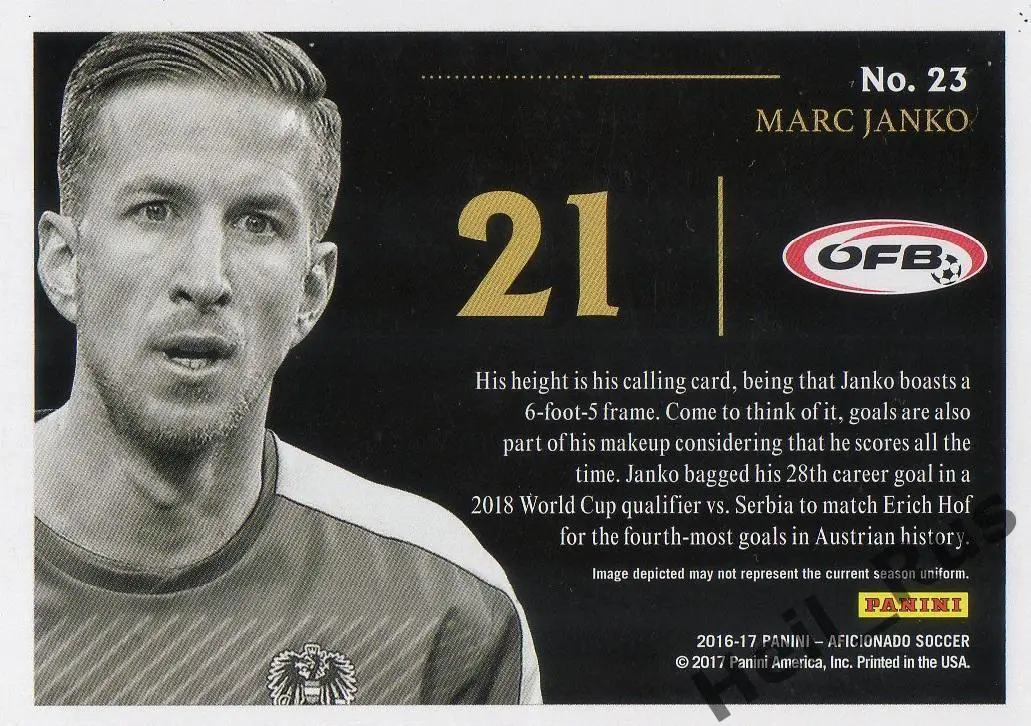 Футбол. Карточка Marc Janko/Марк Янко (Австрия, Базель) Panini/Панини 2016-17 1