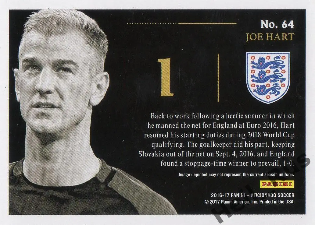 Футбол. Карточка Joe Hart/Джо Харт Англия, Торино, Манчестер Сити, Селтик Panini 1