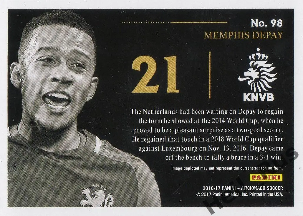 Футбол. Карточка Мемфис Депай (Нидерланды, Лион, Манчестер Юнайтед, Барселона) 1