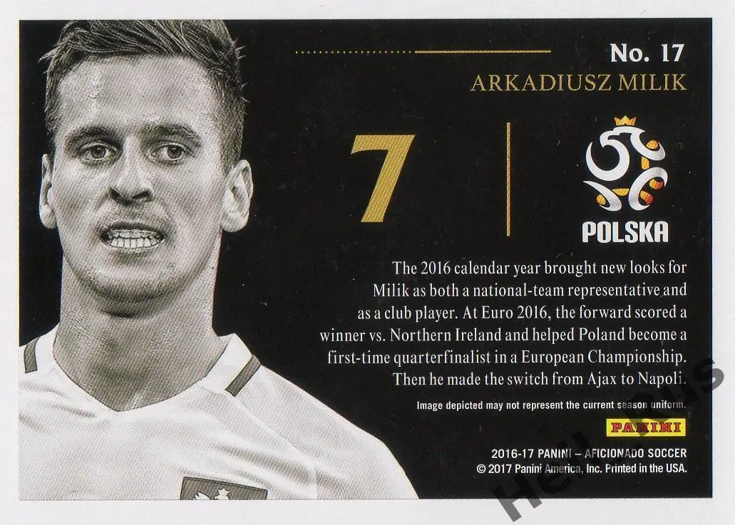 Футбол. Карточка Аркадиуш Милик (Польша, Ювентус, Наполи, Марсель, Аякс) Panini 1