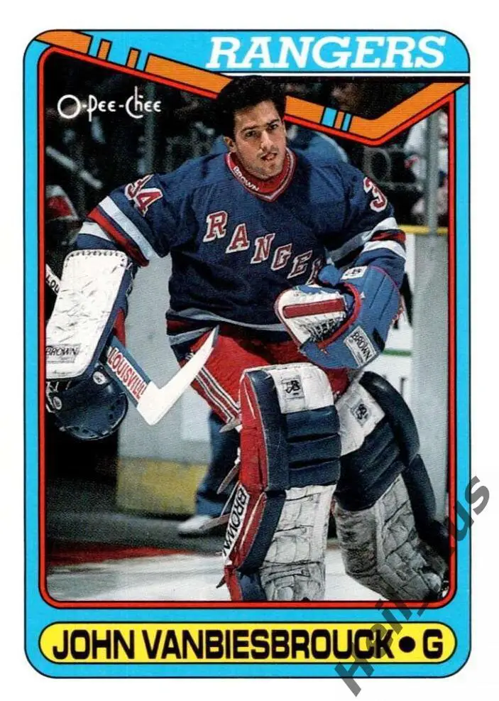 Хоккей. Карточка John Vanbiesbrouck/Джон Ванбисбрук (New York Rangers) НХЛ/NHL