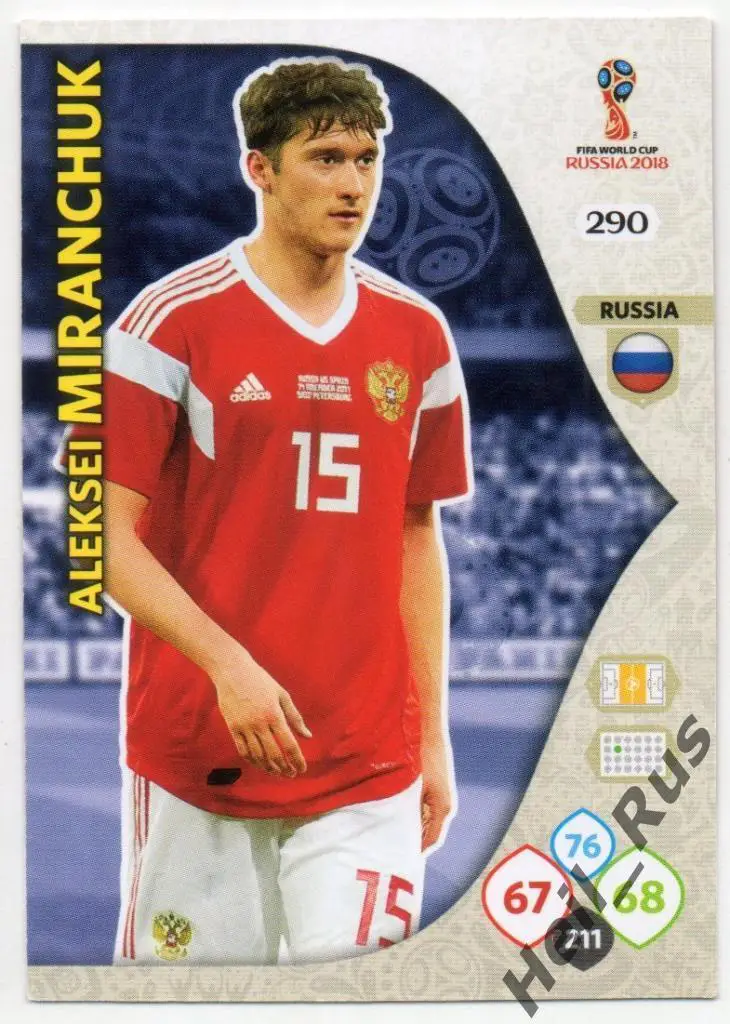 Футбол. Карточка Алексей Миранчук (Россия, Локомотив Москва) Чемпионат Мира 2018