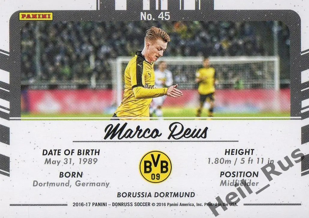 Футбол; Карточка Marco Reus/Марко Ройс (Боруссия Дортмунд) Panini/Панини 2016-17 1