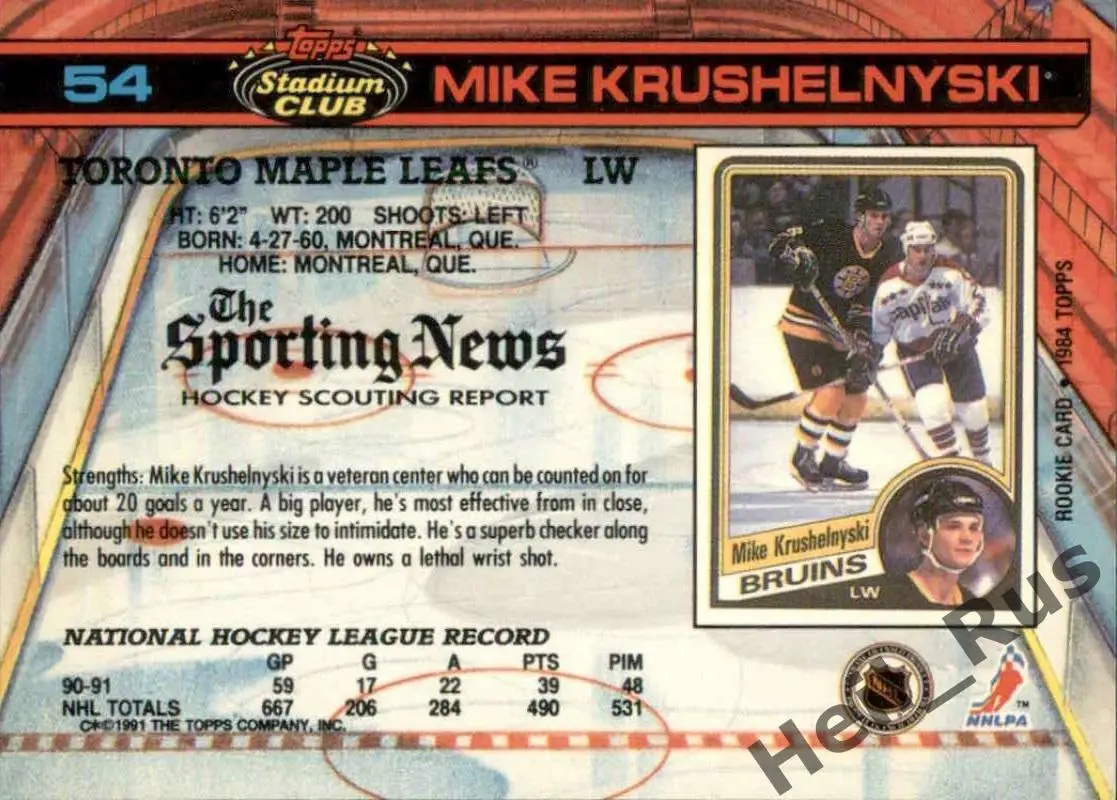 Карточка Майк Крушельницки Toronto Maple Leafs/Торонто, Витязь Чехов НХЛ/NHL/КХЛ 1