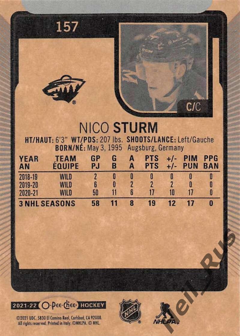 Хоккей. Карточка Nico Sturm/Нико Штурм (Minnesota Wild/Миннесота Уайлд) НХЛ/NHL 1