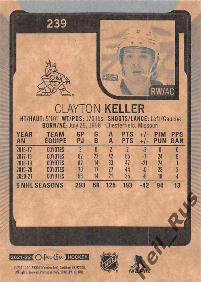 Хоккей; Карточка Clayton Keller/Клейтон Келлер (Arizona Coyotes/Аризона) НХЛ/NHL 1