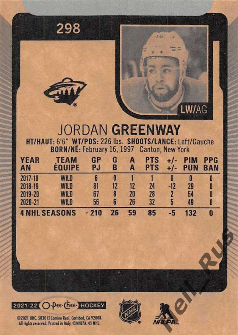 Хоккей Карточка Jordan Greenway/Джордан Гринвэй Minnesota Wild/Миннесота NHL/НХЛ 1