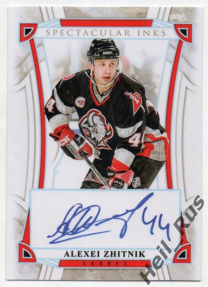 Хоккей. Карточка с напечатанным автографом Алексей Житник Buffalo Sabres NHL/НХЛ