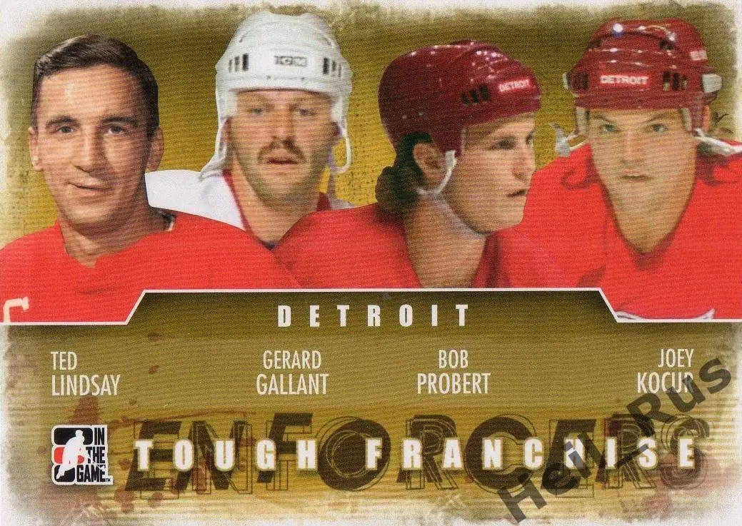 Карточка Detroit Red Wings/Детройт Ред Уингз Линдсей/Галлан/Проберт/Кошур НХЛ