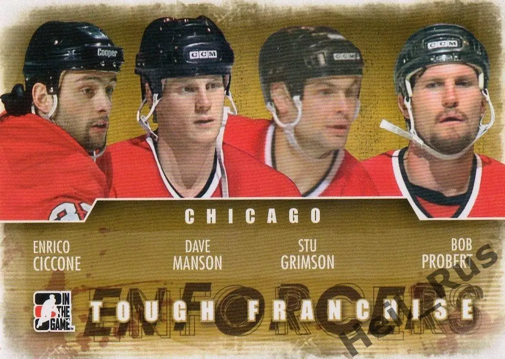 Карточка Chicago Blackhawks/Чикаго Блэкхокс Чикконе/Мэнсон/Гримсон/Проберт НХЛ