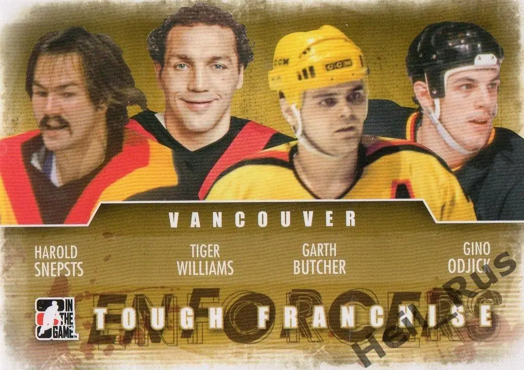 Карточка Vancouver Canucks/Ванкувер Кэнакс Снепстс/Уильямс/Батчер/Оджик НХЛ/NHL