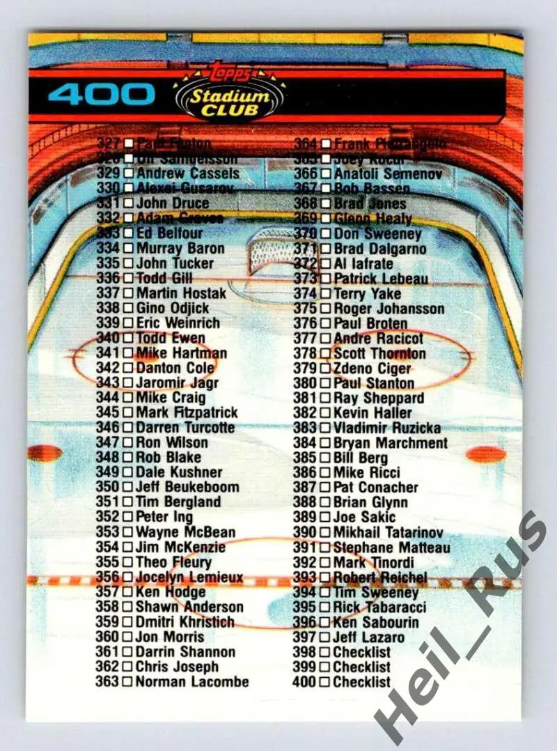 Хоккей; Карточка Checklist/Чеклист коллекции 1991-92 TOPPS Stadium Club НХЛ/NHL 1