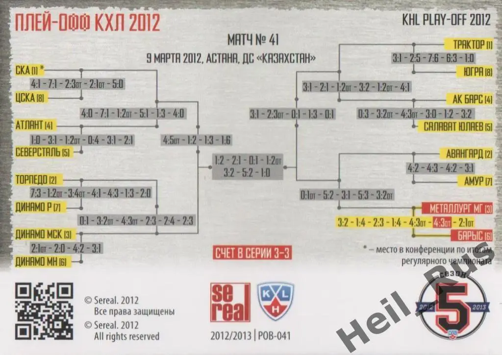 Хоккей. Карточка Барыс Астана / Металлург Магнитогорск (КХЛ Кубок Гагарина 2012) 1