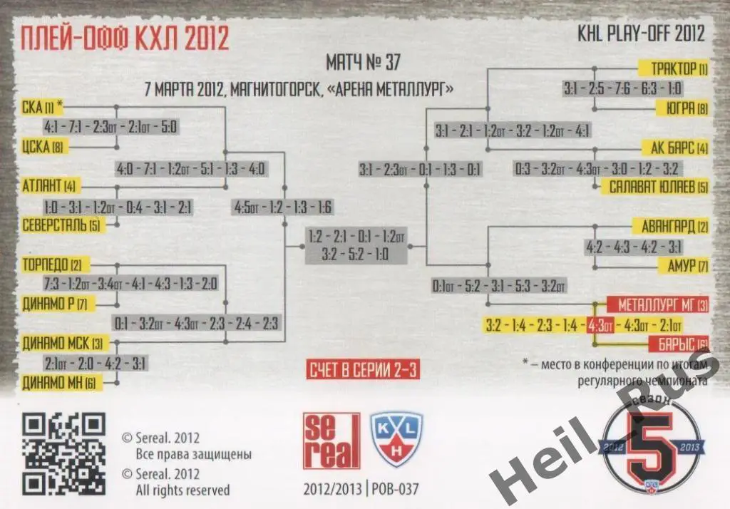 Хоккей. Карточка Металлург Магнитогорск/Барыс Астана (КХЛ Кубок Гагарина 2012) 1