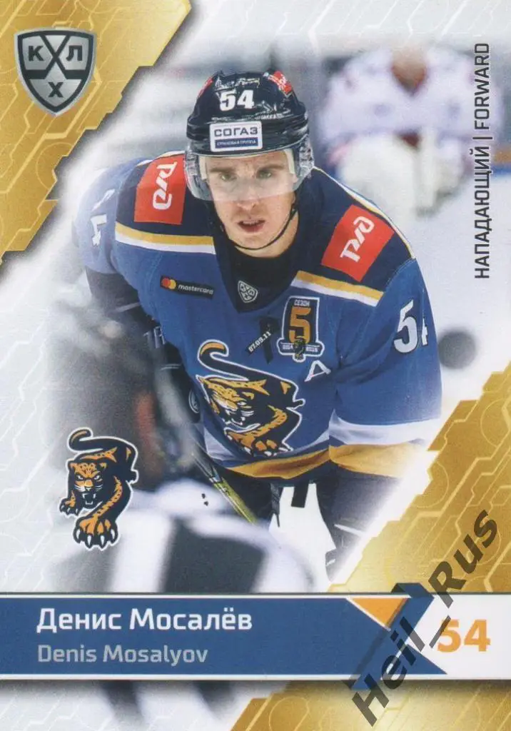 Хоккей. Карточка Денис Мосалев (ХК Сочи) КХЛ/KHL сезон 2018/19 SeReal