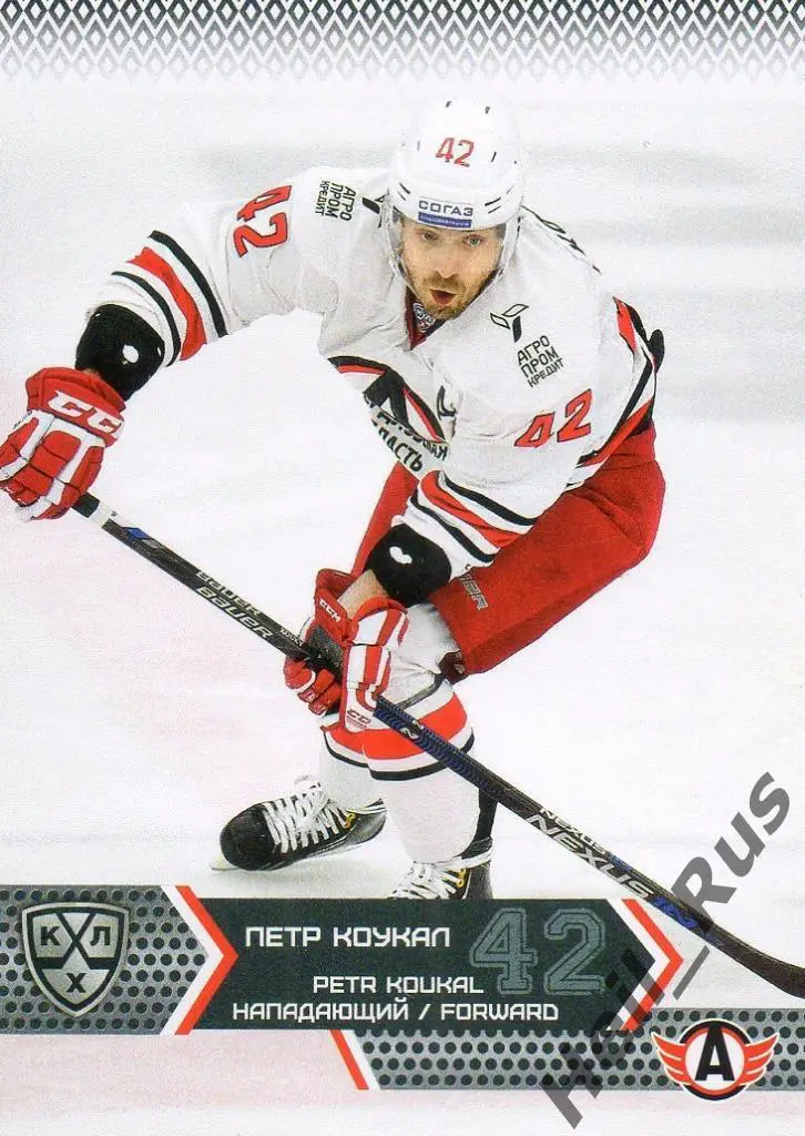 Хоккей Карточка Петр Коукал (Автомобилист Екатеринбург) КХЛ сезон 2015/16 SeReal