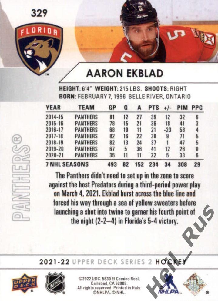 Хоккей. Карточка Aaron Ekblad / Аарон Экблад (Florida Panthers/Флорида) НХЛ/NHL 1