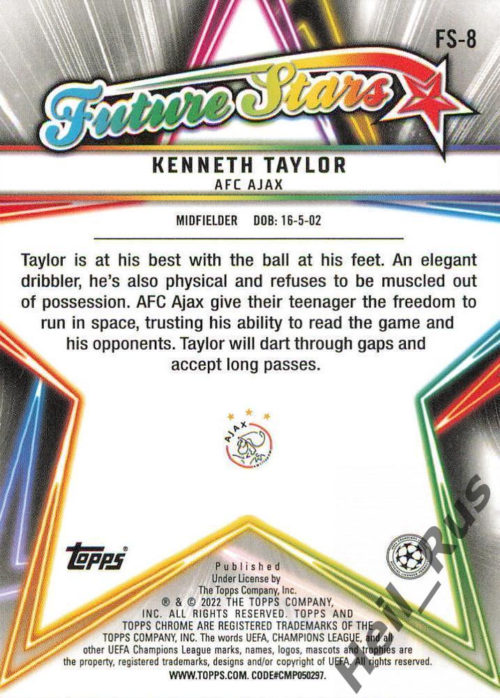 Футбол. Карточка Kenneth Taylor/Кеннет Тейлор Аякс Лига Чемпионов 2021-22 TOPPS 1