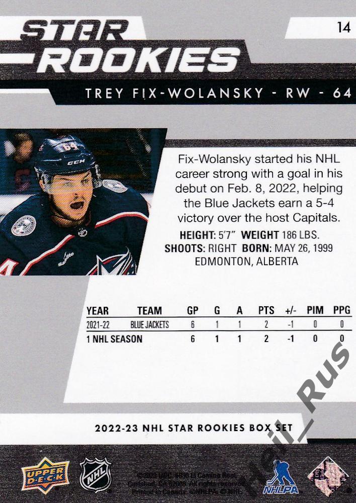 Карточка Fix-Wolansky/Трей Фикс-Волански Columbus Blue Jackets/Коламбус НХЛ/NHL 1