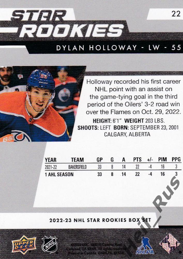 Хоккей. Карточка Dylan Holloway/Дилан Холлоуэй Edmonton Oilers/Эдмонтон НХЛ/NHL 1
