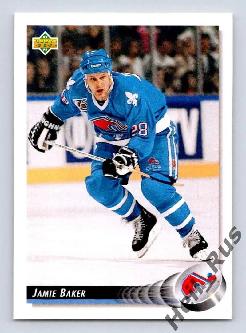 Хоккей. Карточка Jamie Baker/Джеймс Бейкер (Quebec Nordiques/Квебек) НХЛ/NHL